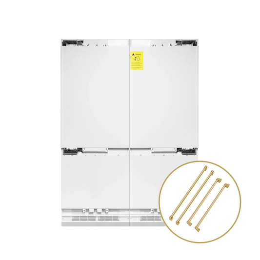 ZLINE 60 in Built-In Panel Ready French Door Refrigerator 32.2 cu ft Champagne Bronze Handles (RBIVZ-60-CB)