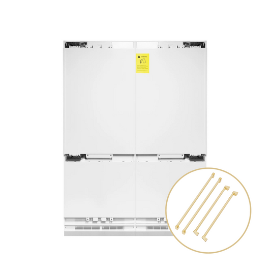 ZLINE 60 in Built-In Panel Ready Refrigerator 32.2 cu. ft. 4-Door French Door Gold Handles (RBIV-60-G)