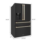 ZLINE 36 Inch Freestanding French Door Refrigerator with Water & Ice Dispenser, Black Stainless Steel, Gold Handles (RFMZ-W-36-BS-G)