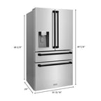 ZLINE 36-Inch French Door Refrigerator with Water & Ice Dispenser, Fingerprint Resistant Stainless Steel, Matte Black Accents (RFMZ-W-36-MB)