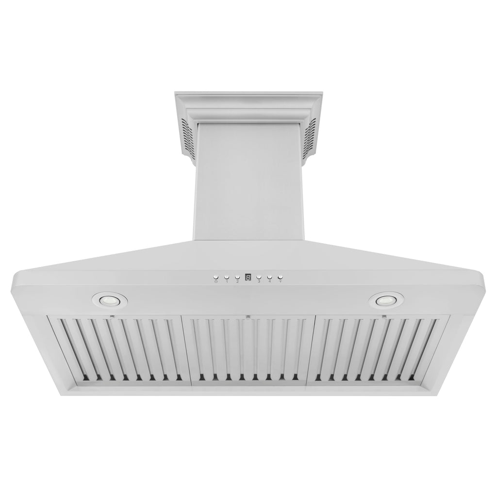 ZLINE 36 in. Wall Mount Range Hood 400 CFM Stainless Steel Built-In CrownSound™ Bluetooth Speakers (KF1CRN-BT-36)