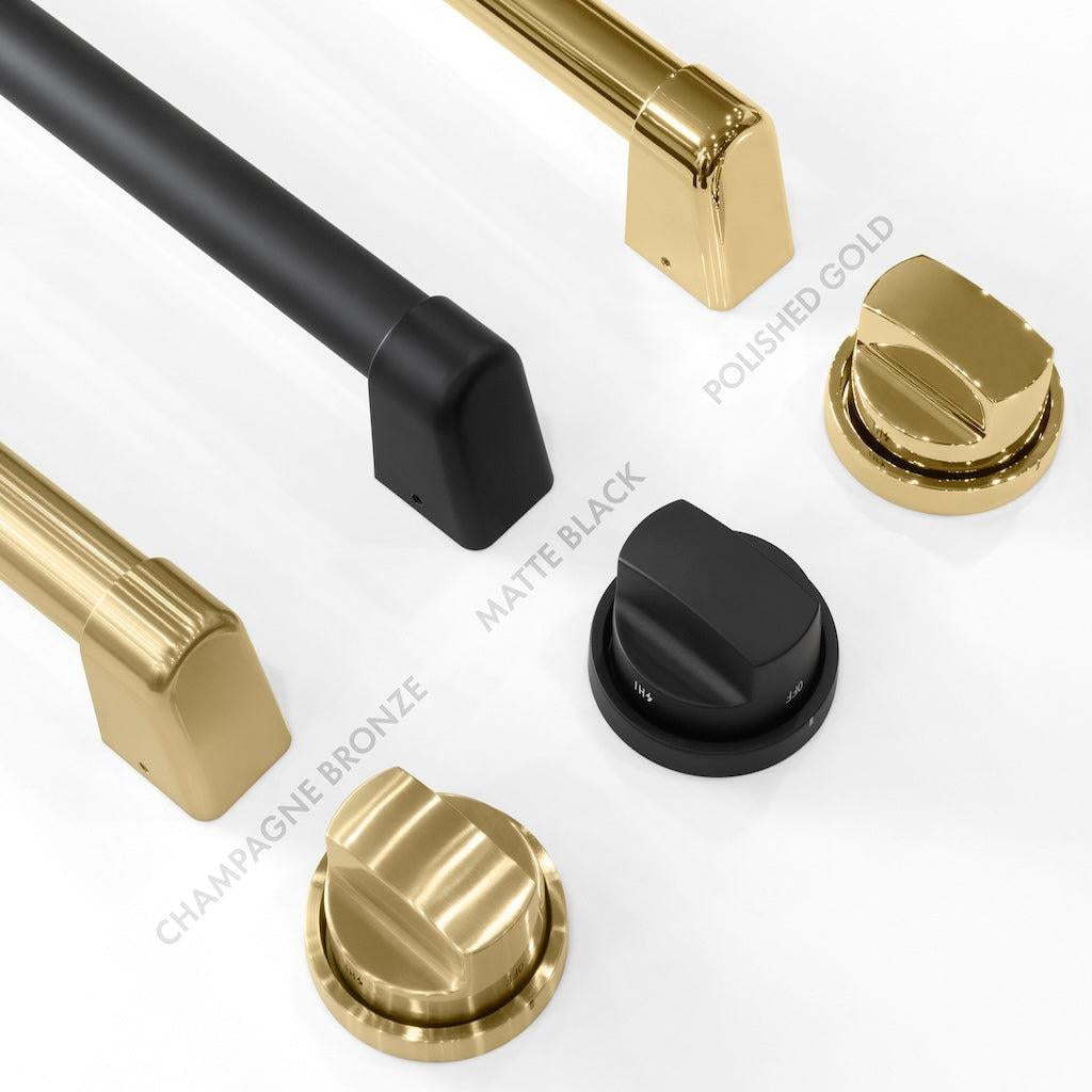 ZLINE Autograph Edition 36 in. 5.2 cu. ft. Gas Range with 6 Burners and Convection Oven in Satin Stainless Steel with Black Matte Door and Champagne Bronze Accents (SGRSZ-BLM-36-CB)