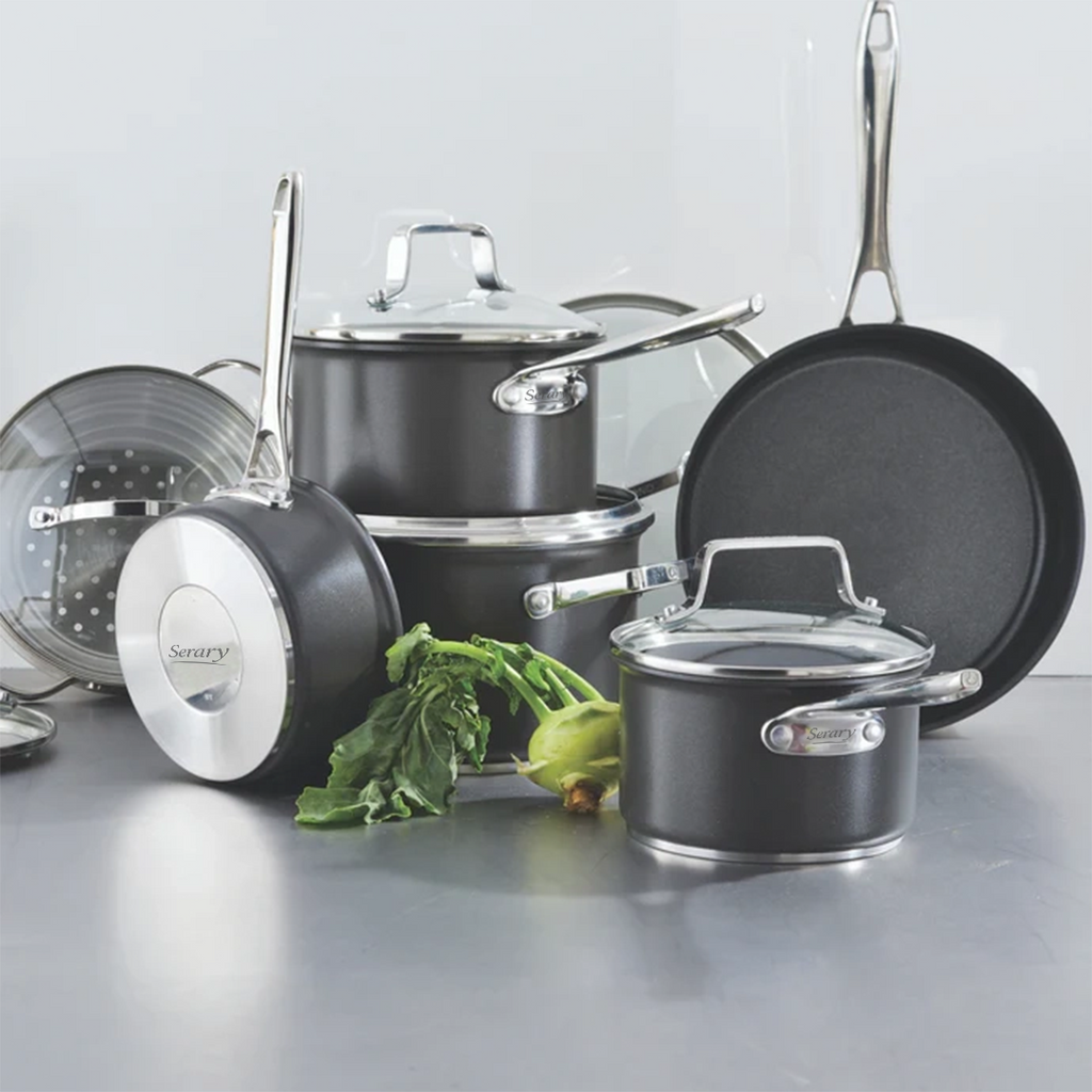 Serary 12-Piece Hard-Anodized Nonstick Cookware Set