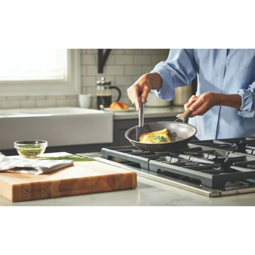 Serary Classic 12-Piece Champagne Bronze Nonstick Aluminum Cookware Set