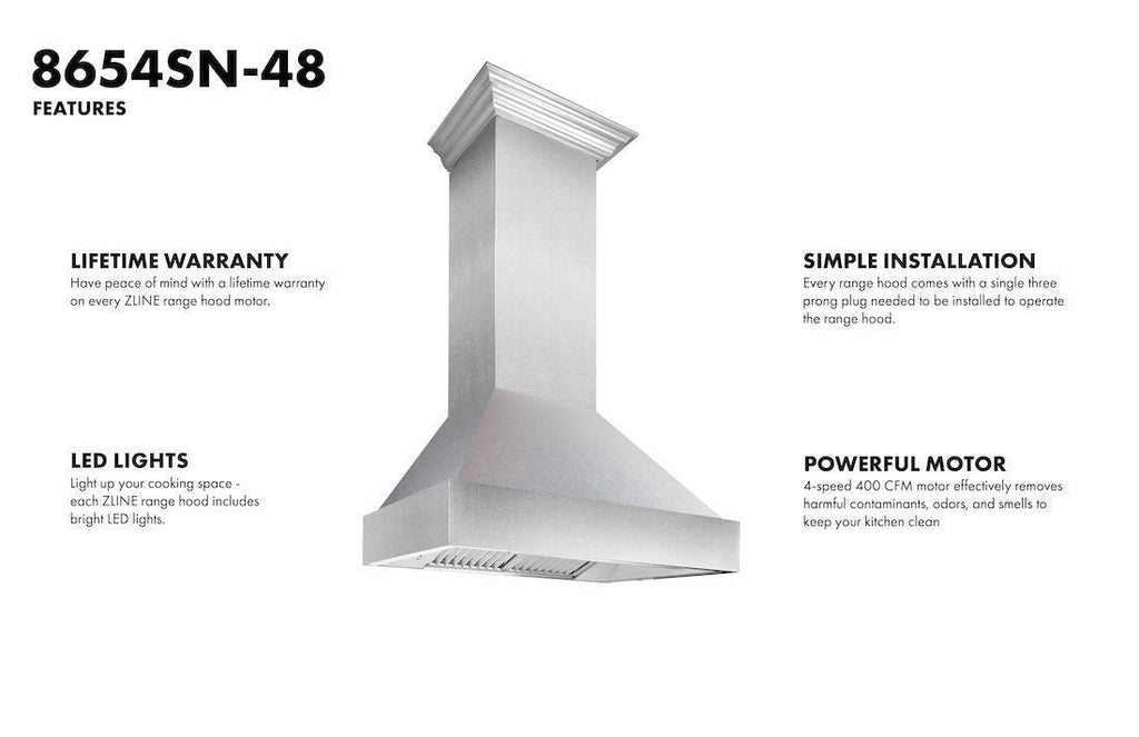 ZLINE 48 in. Kitchen Appliance Package with Satin Stainless Dual Fuel Range, Ducted Vent Range Hood and Tall Tub Dishwasher, 3KP-RASRH48-DWV