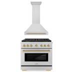 ZLINE Autograph Package - 36 In. Gas Range, Range Hood in Stainless Steel with Champagne Bronze Accents, 2AKP-RGRH36-CB