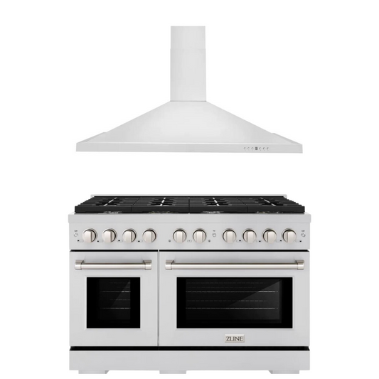 ZLINE Appliance Package - 48" Gas Range and Range Hood, 2KP-SGRRH48