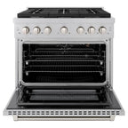 ZLINE 36 in. 5.2 cu. ft. Paramount Gas Range with 6 Burner Gas Cooktop and Convection Gas Oven in Satin Stainless Steel (SGRS-36)
