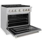 ZLINE 36 in. 5.2 cu. ft. Paramount Gas Range with 6 Burner Gas Cooktop and Convection Gas Oven in Satin Stainless Steel (SGRS-36)