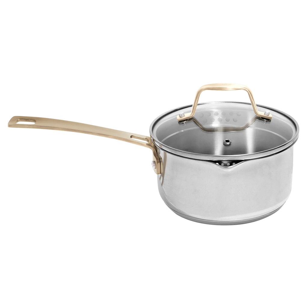 ZLINE 10 Piece Non-Toxic Cookware Set in Stainless Steel with Bronze Trim