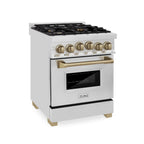 ZLINE Autograph Edition 24 in. Dual Fuel Range 2.8 cu. ft. Stainless Steel with Champagne Bronze Accents (RAZ-24-CB)