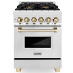 ZLINE Autograph 24 in. Dual Fuel Range 2.8 cu. ft. Stainless Steel with Gold Accents (RAZ-24-G)