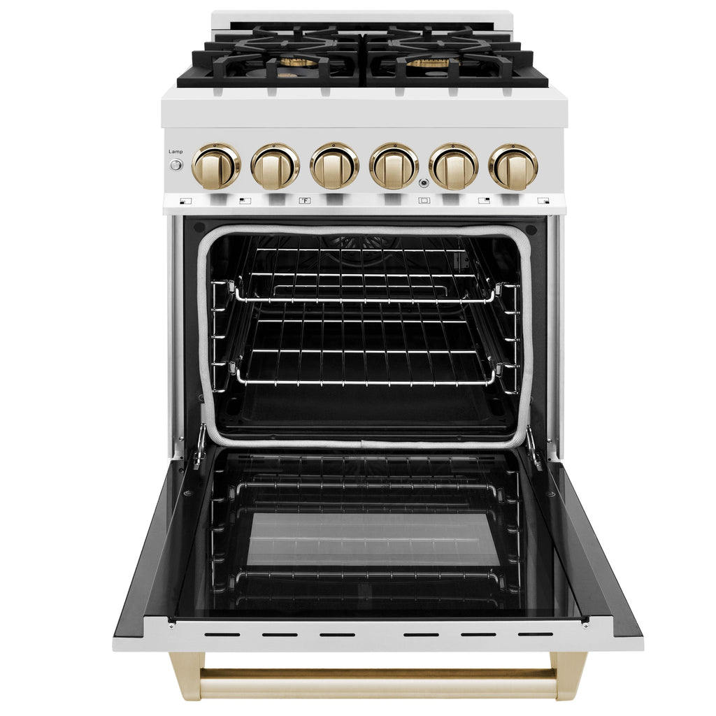 ZLINE Autograph 24 in. Dual Fuel Range 2.8 cu. ft. Stainless Steel with Gold Accents (RAZ-24-G)