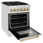 ZLINE Autograph 24 in. Dual Fuel Range 2.8 cu. ft. Stainless Steel with Gold Accents (RAZ-24-G)