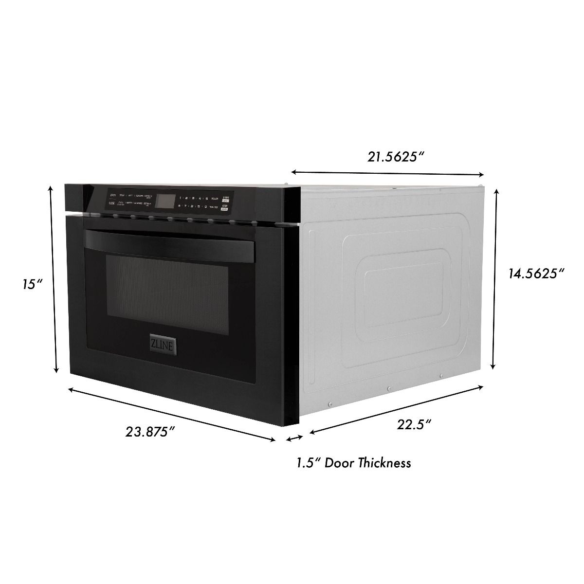 ZLINE Appliance Package - 48" Gas Range, Range Hood, 36" Refrigerator with Ice Maker, 24" Microwave Drawer and Dishwasher in Black Stainless Steel