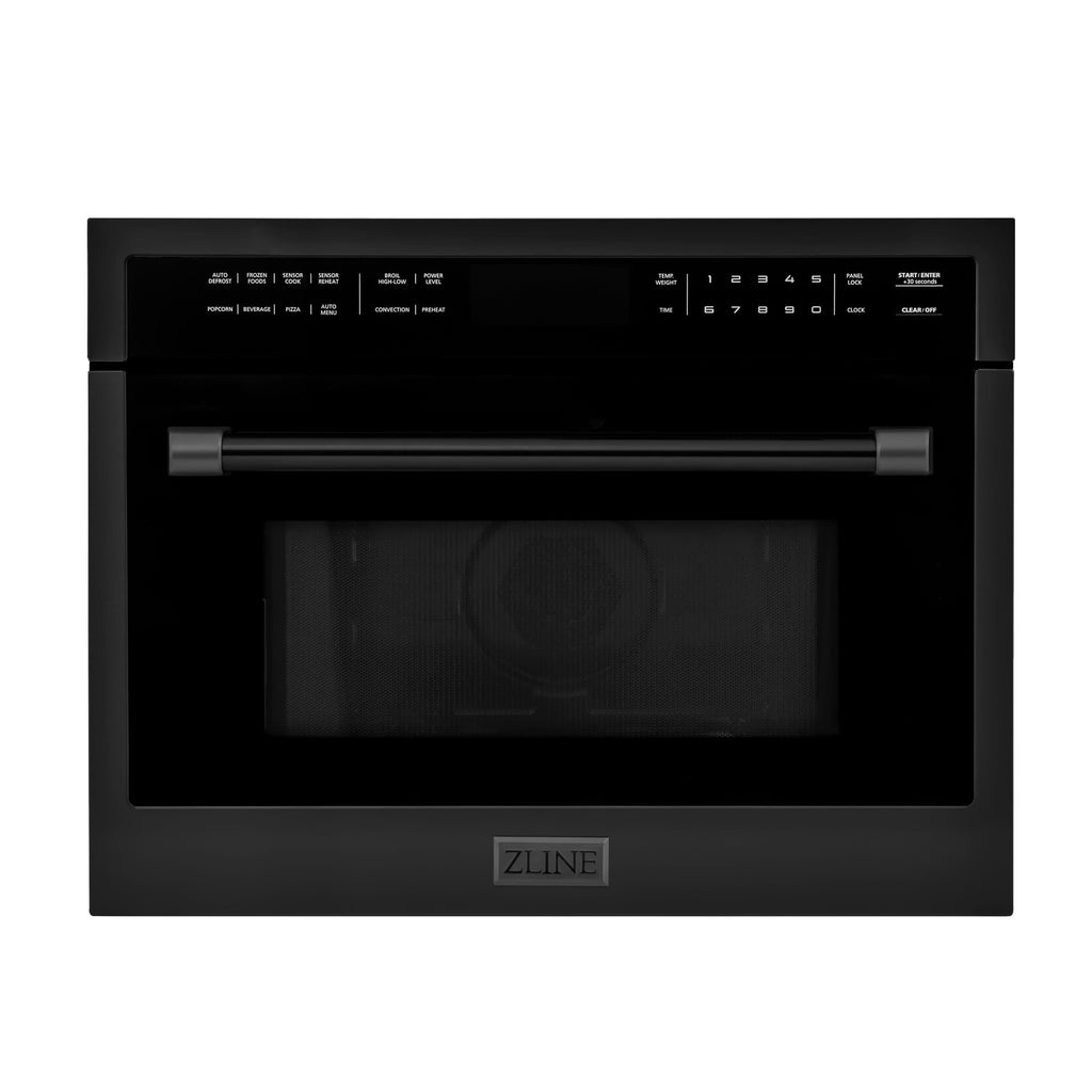 ZLINE Black Stainless Steel Appliance Package - 48 in. Dual Fuel Range, Range Hood, Microwave Oven, Dishwasher, 4KP-RABRH48-MODW
