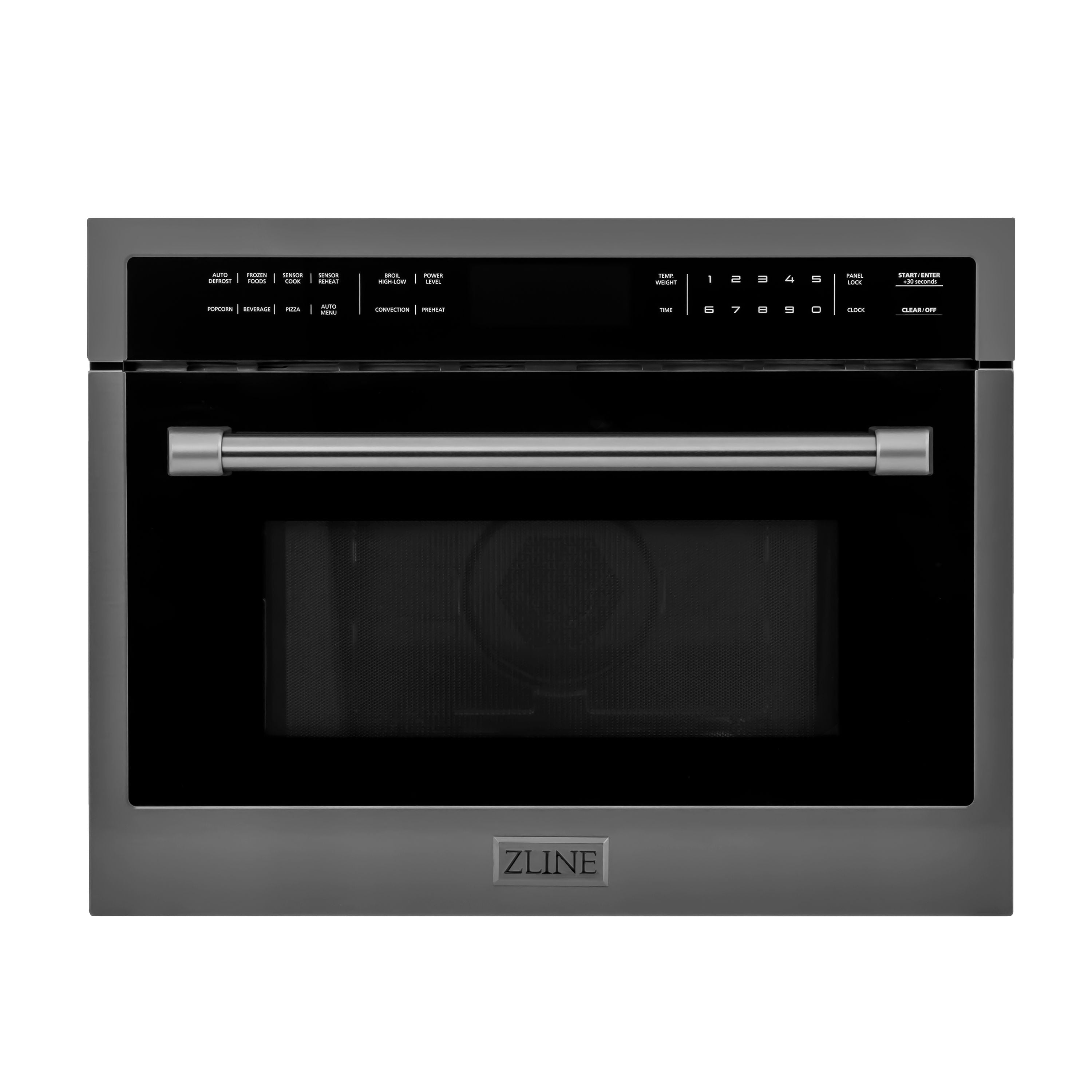 ZLINE Appliance Package - 36 In. Dual Fuel Range with Brass Burners, Range Hood, Microwave Oven in Black Stainless Steel, 3KP-RABRHMWO-36