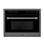 ZLINE Kitchen Appliance Package - 48 In. Gas Range with Brass Burners, Range Hood and Microwave Oven in Black Stainless Steel, 3KP-SGRBRHMWO-48