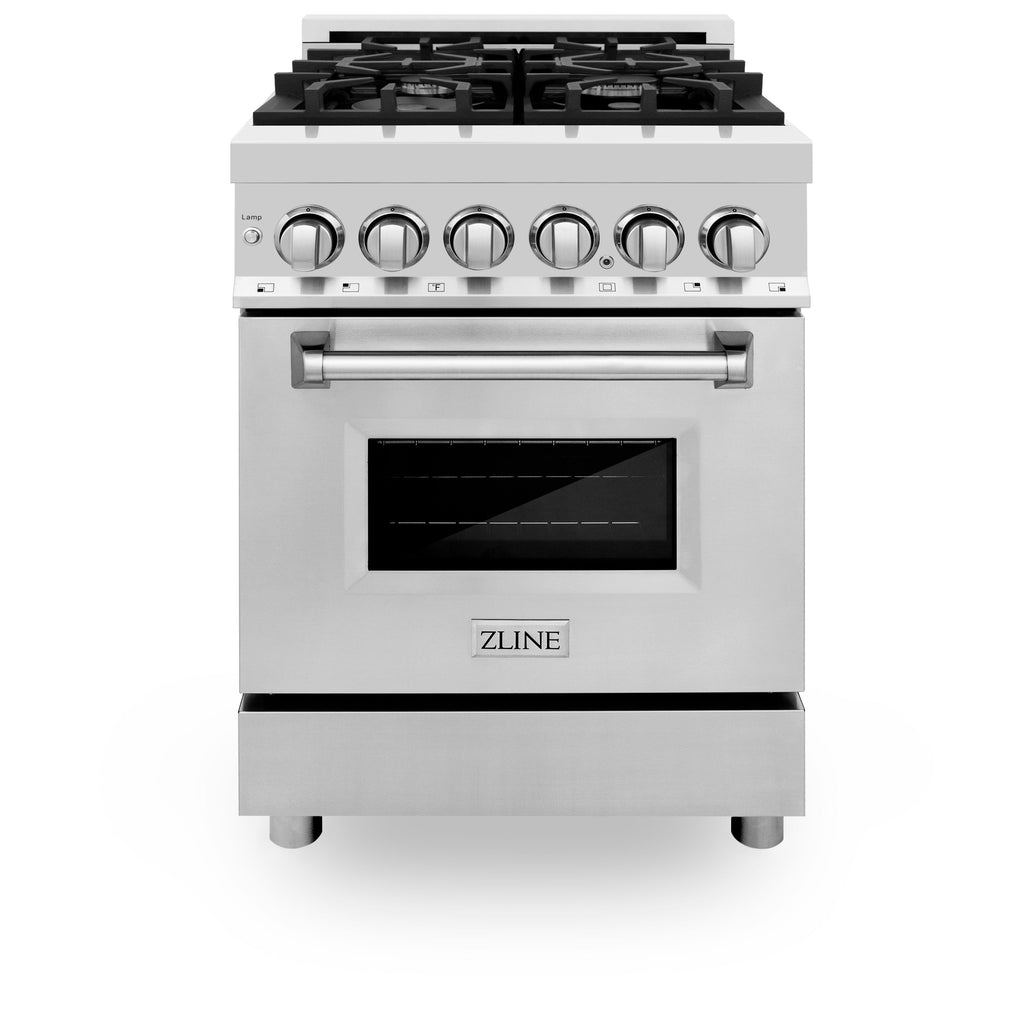 ZLINE 24 in. Dual Fuel Freestanding Range with Gas Burners and Electric Oven in Stainless Steel (RA24)