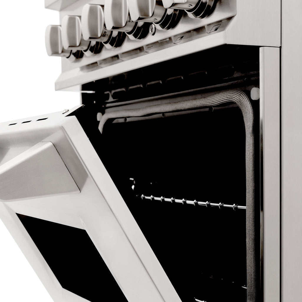 ZLINE 24 in. Dual Fuel Freestanding Range with Gas Burners and Electric Oven in Stainless Steel (RA24)