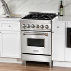 ZLINE 24 in. Dual Fuel Freestanding Range with Gas Burners and Electric Oven in Stainless Steel (RA24)