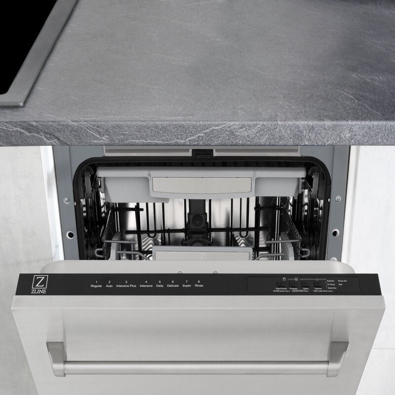 ZLINE Appliance Package - 36" Dual Fuel Range, Range Hood, Refrigerator with Water and Ice Dispenser, Microwave Drawer, Dishwasher and Wine Cooler