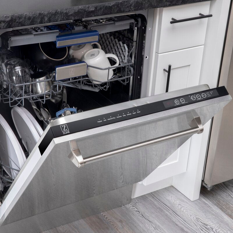 ZLINE 24" Tallac Series 3rd Rack Tall Tub Dishwasher with Satin Stainless Steel Panel and Stainless Steel Tub, 51dBa, DWV-SN-24