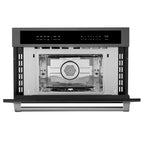 ZLINE 4-Piece Appliance Package - 36 In. Rangetop, Wall Oven, Refrigerator, and Microwave Oven in Black Stainless Steel, 4KPR-RTB36-MWAWS