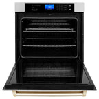 ZLINE Autograph Gold Package - 36" Rangetop, 36" Range Hood, Dishwasher, Built-In Refrigerator, Microwave Oven, Wall Oven