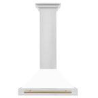 ZLINE 30-Inch Wall Mount Range Hood Stainless Steel White Matte Shell Champagne Bronze Accents 400 CFM (KB4STZ-WM30-CB)