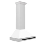 ZLINE 30 in Wall Mount Range Hood Stainless Steel Autograph Edition White Matte Shell Matte Black Accents 400 CFM (KB4STZ-WM30-MB)