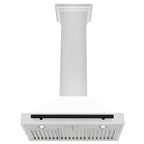 ZLINE 30 in Wall Mount Range Hood Stainless Steel Autograph Edition White Matte Shell Matte Black Accents 400 CFM (KB4STZ-WM30-MB)