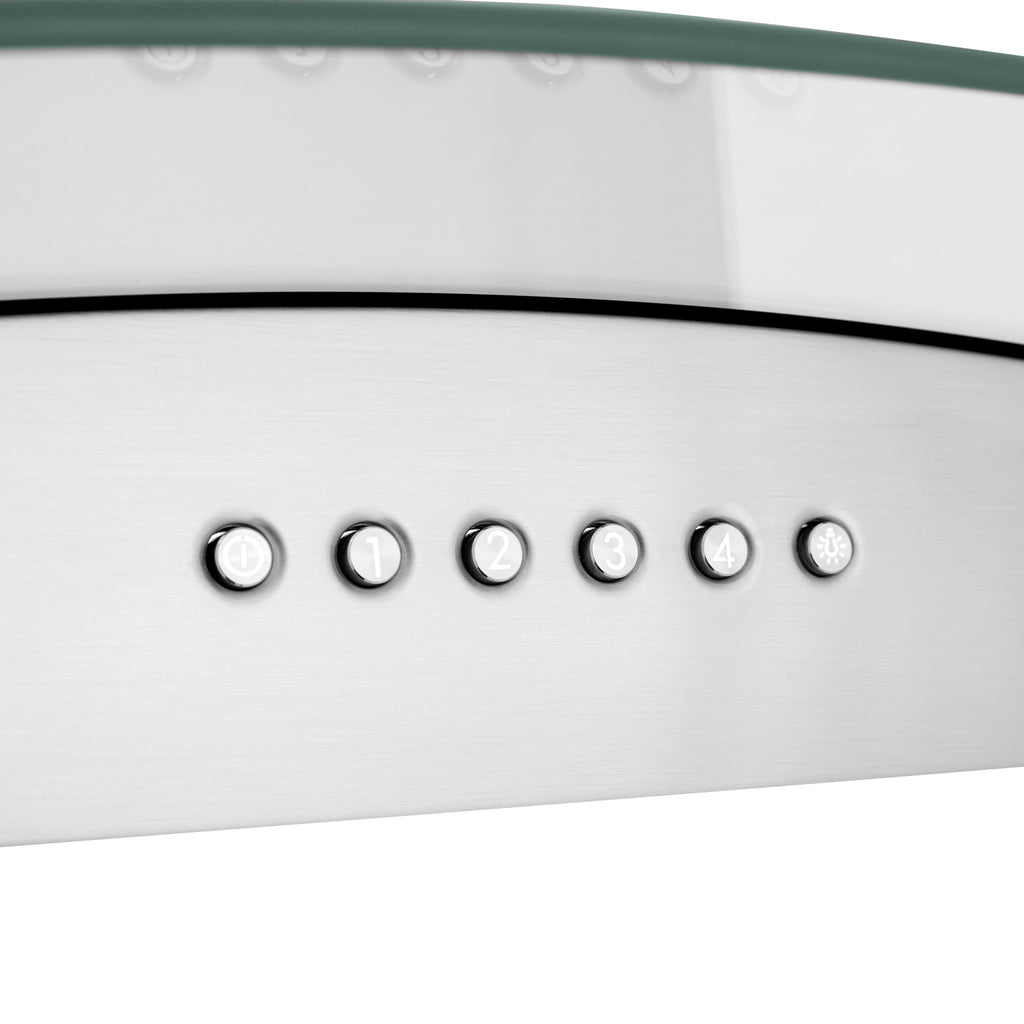 ZLINE 30 in. Island Mount Range Hood Convertible Stainless Steel 400 CFM 4-Speed LED Lighting (ALP70IS-30)