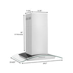 ZLINE 30 in. Island Mount Range Hood Convertible Stainless Steel 400 CFM 4-Speed LED Lighting (ALP70IS-30)