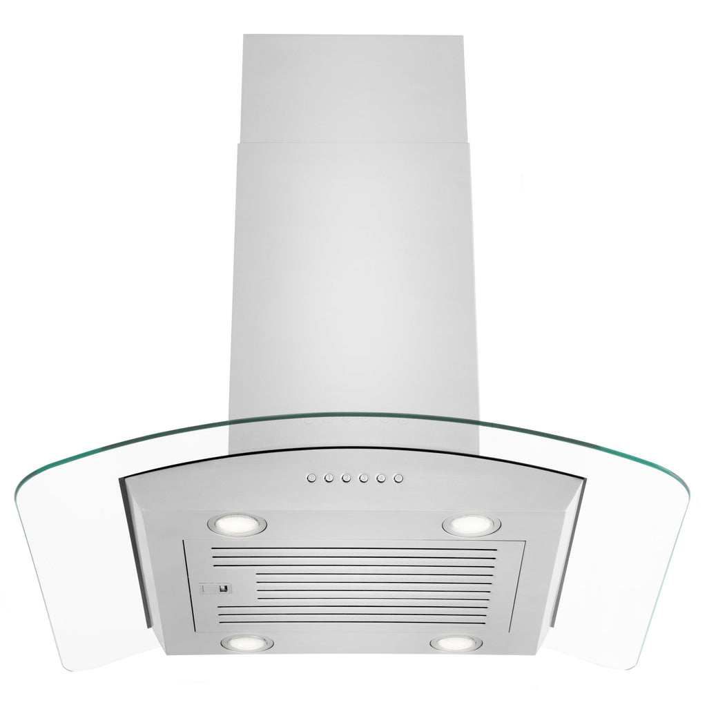 ZLINE 30 in. Island Mount Range Hood Convertible Stainless Steel 400 CFM 4-Speed LED Lighting (ALP70IS-30)