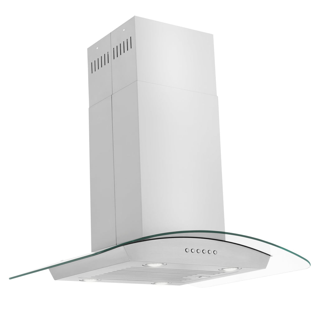 ZLINE 30 in. Island Mount Range Hood Convertible Stainless Steel 400 CFM 4-Speed LED Lighting (ALP70IS-30)