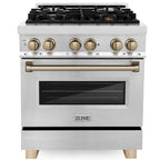 ZLINE Autograph Edition 30-Inch Dual Fuel Range, 4.0 cu. ft. Electric Convection Oven, Stainless Steel with Bronze Accents (RAZ-30-CB)
