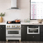ZLINE Autograph Edition 30-Inch Dual Fuel Range, 4.0 cu. ft. Electric Convection Oven, Stainless Steel with Bronze Accents (RAZ-30-CB)