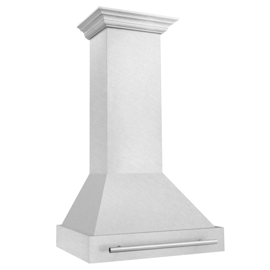 ZLINE 30 Inch Wall Mount Range Hood Satin Stainless Steel Stainless Steel Handle (8654SNX-30)