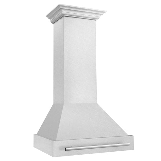 ZLINE 30 Inch Wall Mount Range Hood Satin Stainless Steel Stainless Steel Handle (8654SNX-30)