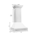 ZLINE 30 in. Wall Mount Range Hood Satin Stainless Steel White Matte Shell 400 CFM LED Lighting (8654SNX-WM-30)