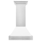 ZLINE 30 in. Wall Mount Range Hood Satin Stainless Steel White Matte Shell 400 CFM LED Lighting (8654SNX-WM-30)