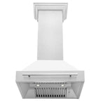 ZLINE 30 in. Wall Mount Range Hood Satin Stainless Steel White Matte Shell 400 CFM LED Lighting (8654SNX-WM-30)