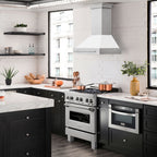 ZLINE 30 in. Wall Mount Range Hood Satin Stainless Steel White Matte Shell 400 CFM LED Lighting (8654SNX-WM-30)