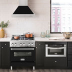 ZLINE 30 Inch Wall Mount Range Hood 400 CFM Stainless Steel Black Matte Shell Stainless Steel Handle (8654STX-BLM-30)