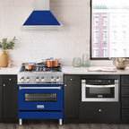 ZLINE 30 Inch Wall Mount Range Hood Stainless Steel Blue Gloss Shell 4-Speed Fan LED Lighting (8654STX-BG-30)