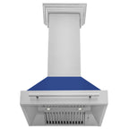 ZLINE 30 Inch Wall Mount Range Hood 4-Speed 400 CFM Stainless Steel Blue Matte Shell LED Lighting (8654STX-BM-30)ZLINE 30 Inch Wall Mount Range Hood 4-Speed 400 CFM Stainless Steel Blue Matte Shell LED Lighting (8654STX-BM-30)