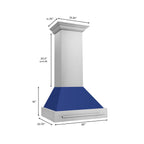 ZLINE 30 Inch Wall Mount Range Hood 4-Speed 400 CFM Stainless Steel Blue Matte Shell LED Lighting (8654STX-BM-30)ZLINE 30 Inch Wall Mount Range Hood 4-Speed 400 CFM Stainless Steel Blue Matte Shell LED Lighting (8654STX-BM-30)