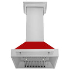 ZLINE 30 Inch Wall Mount Range Hood 400 CFM Stainless Steel with Red Matte Shell and Stainless Steel Handle (8654STX-RM-30)