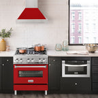 ZLINE 30 Inch Wall Mount Range Hood 400 CFM Stainless Steel with Red Matte Shell and Stainless Steel Handle (8654STX-RM-30)